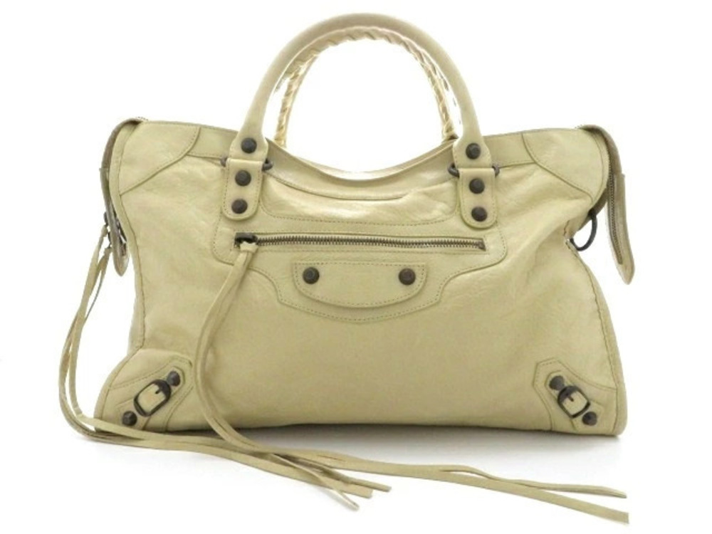 Balenciaga The City Shoulder Bag Leather Beige Cream
